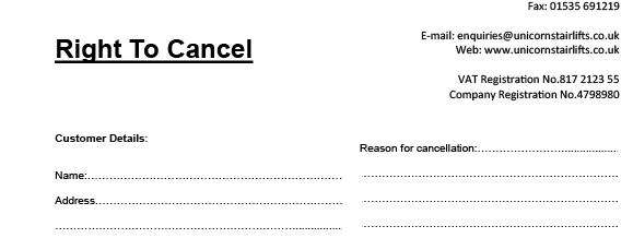Cancel stairlift