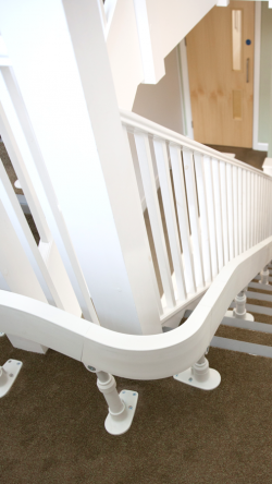 Example of curved 90 degree stairlift installation