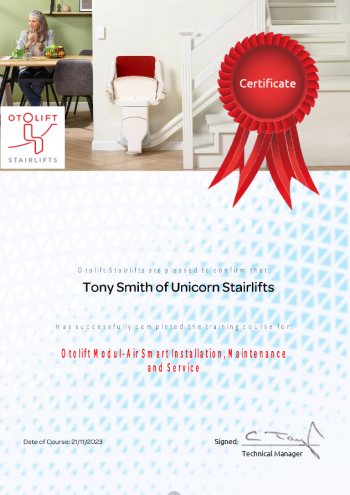Tony Smith Oto Training Stairlift engineer