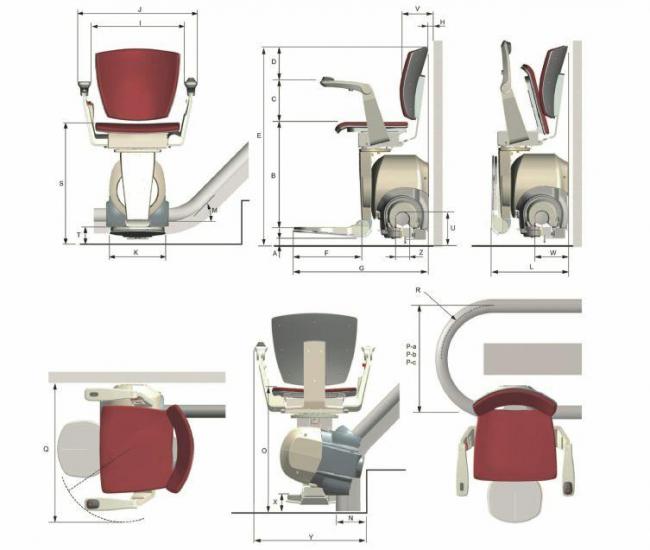 Otolift Curved Stairlift measurements