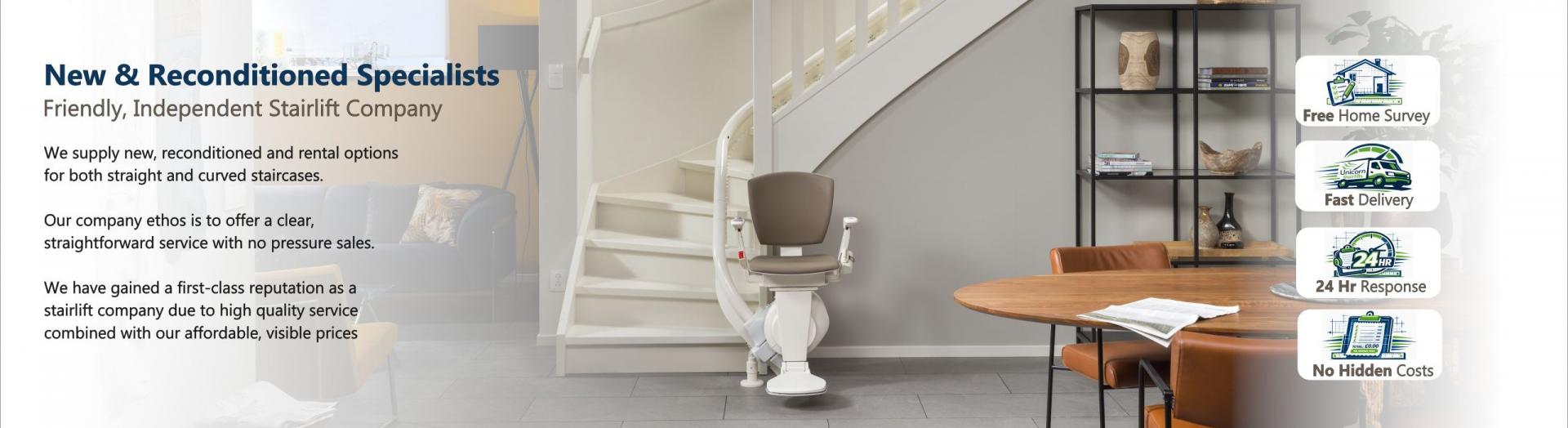 We supply New Reconditioned and rental for straight and curved staircases