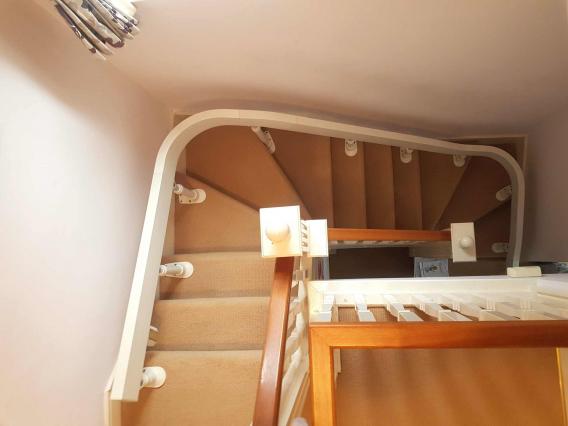 Curved staircase track looking from above